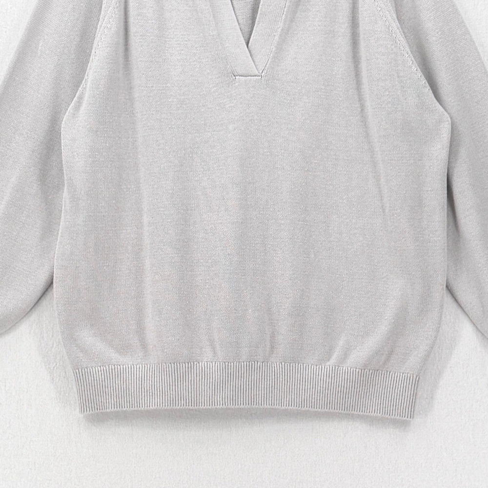 FREE PEOPLE FREE-EST Drea Sweater Women Medium Gray Polo Collar Oversized Cozy - Picture 7 of 15